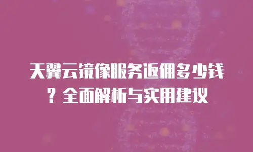 天翼云镜像服务返佣多少钱？全面解析与实用建议
