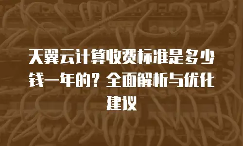 天翼云计算收费标准是多少钱一年的？全面解析与优化建议