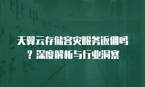 天翼云存储容灾服务返佣吗？深度解析与行业洞察