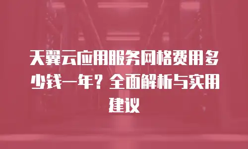 天翼云应用服务网格费用多少钱一年？全面解析与实用建议