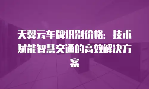 天翼云车牌识别价格：技术赋能智慧交通的高效解决方案