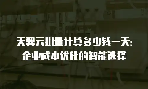 天翼云批量计算多少钱一天：企业成本优化的智能选择