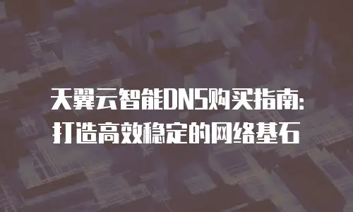 天翼云智能DNS购买指南：打造高效稳定的网络基石