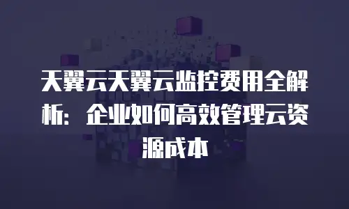 天翼云天翼云监控费用全解析：企业如何高效管理云资源成本