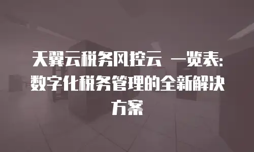 天翼云税务风控云 一览表：数字化税务管理的全新解决方案