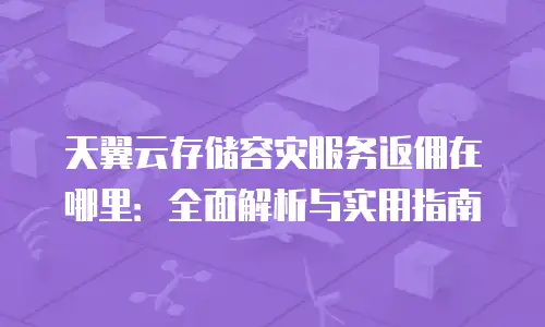天翼云存储容灾服务返佣在哪里：全面解析与实用指南
