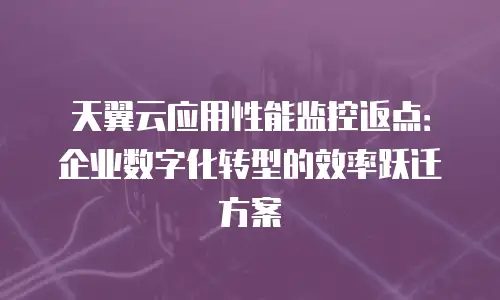 天翼云应用性能监控返点：企业数字化转型的效率跃迁方案