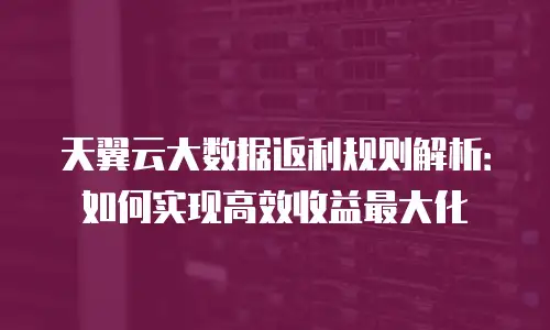 天翼云大数据返利规则解析：如何实现高效收益最大化
