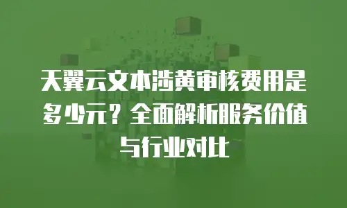 天翼云文本涉黄审核费用是多少元？全面解析服务价值与行业对比