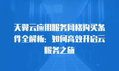 天翼云应用服务网格购买条件全解析：如何高效开启云服务之旅