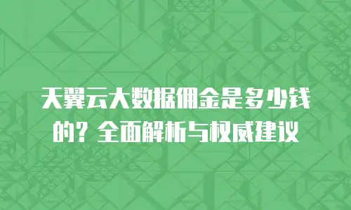 天翼云大数据佣金是多少钱的？全面解析与权威建议