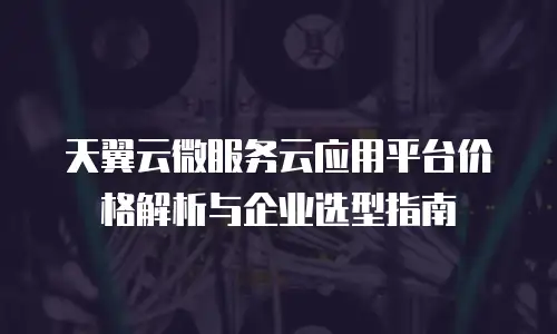 天翼云微服务云应用平台价格解析与企业选型指南