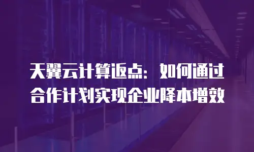 天翼云计算返点：如何通过合作计划实现企业降本增效