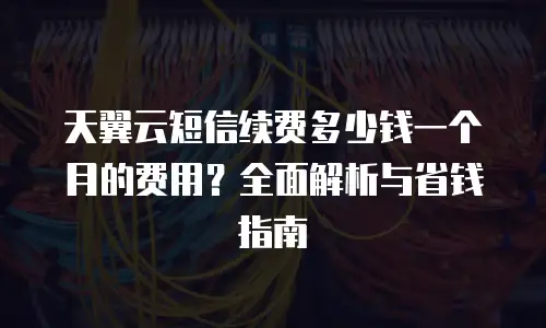 天翼云短信续费多少钱一个月的费用？全面解析与省钱指南