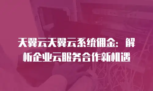 天翼云天翼云系统佣金：解析企业云服务合作新机遇