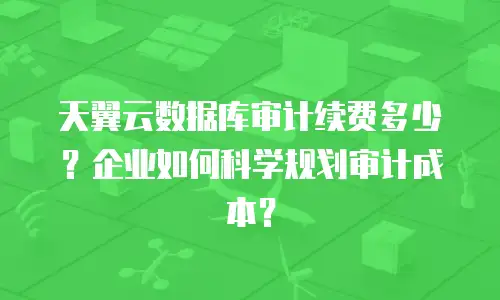天翼云数据库审计续费多少？企业如何科学规划审计成本？