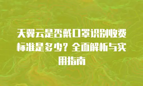 天翼云是否戴口罩识别收费标准是多少？全面解析与实用指南