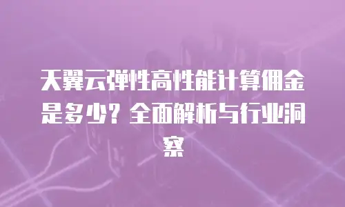 天翼云弹性高性能计算佣金是多少？全面解析与行业洞察