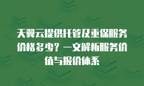 天翼云提供托管及重保服务价格多少？一文解析服务价值与报价体系