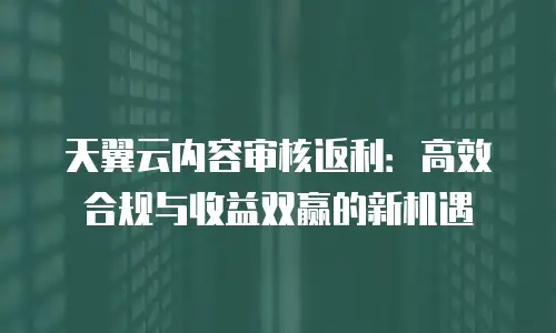 天翼云内容审核返利：高效合规与收益双赢的新机遇