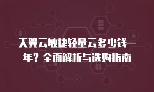 天翼云敏捷轻量云多少钱一年？全面解析与选购指南