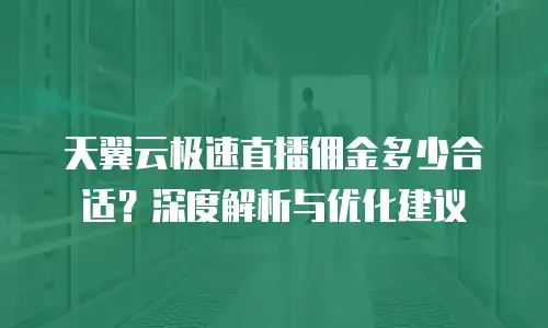 天翼云极速直播佣金多少合适？深度解析与优化建议