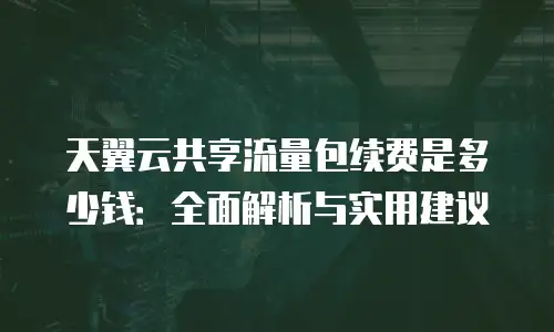天翼云共享流量包续费是多少钱：全面解析与实用建议