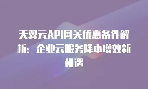 天翼云API网关优惠条件解析：企业云服务降本增效新机遇