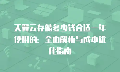 天翼云存储多少钱合适一年使用的：全面解析与成本优化指南