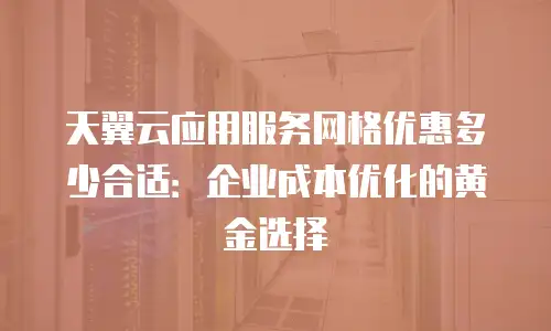 天翼云应用服务网格优惠多少合适：企业成本优化的黄金选择