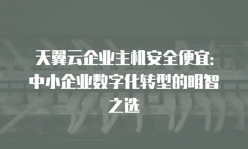 天翼云企业主机安全便宜：中小企业数字化转型的明智之选