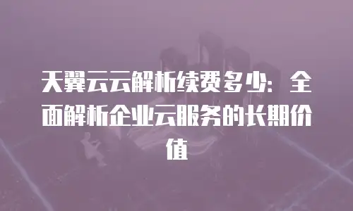 天翼云云解析续费多少：全面解析企业云服务的长期价值