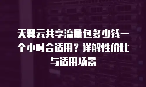 天翼云共享流量包多少钱一个小时合适用？详解性价比与适用场景