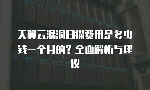 天翼云漏洞扫描费用是多少钱一个月的？全面解析与建议