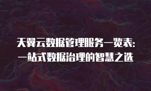 天翼云数据管理服务一览表：一站式数据治理的智慧之选