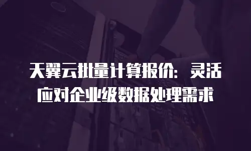 天翼云批量计算报价：灵活应对企业级数据处理需求