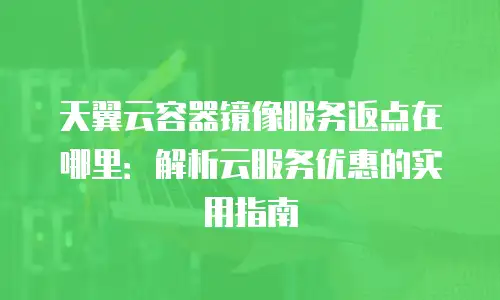 天翼云容器镜像服务返点在哪里：解析云服务优惠的实用指南