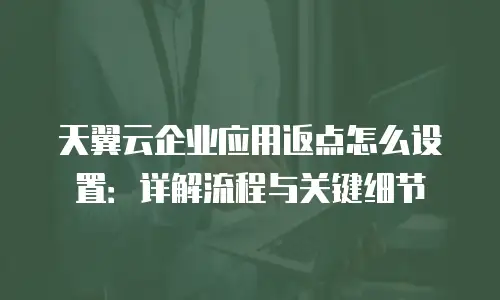 天翼云企业应用返点怎么设置：详解流程与关键细节