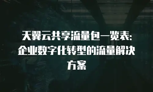 天翼云共享流量包一览表：企业数字化转型的流量解决方案