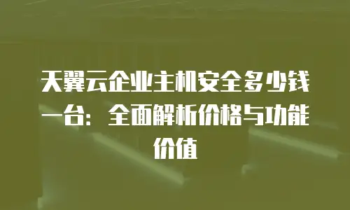 天翼云企业主机安全多少钱一台：全面解析价格与功能价值