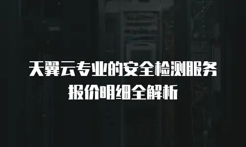天翼云专业的安全检测服务报价明细全解析