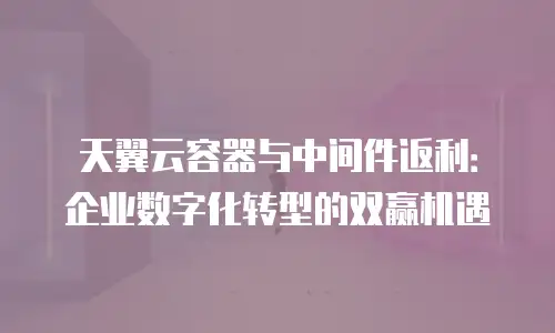 天翼云容器与中间件返利：企业数字化转型的双赢机遇