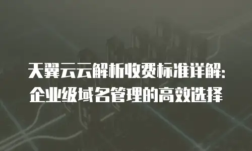 天翼云云解析收费标准详解：企业级域名管理的高效选择