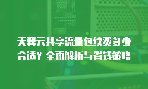 天翼云共享流量包续费多少合适？全面解析与省钱策略