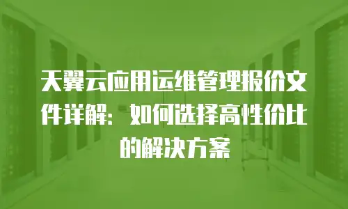 天翼云应用运维管理报价文件详解：如何选择高性价比的解决方案
