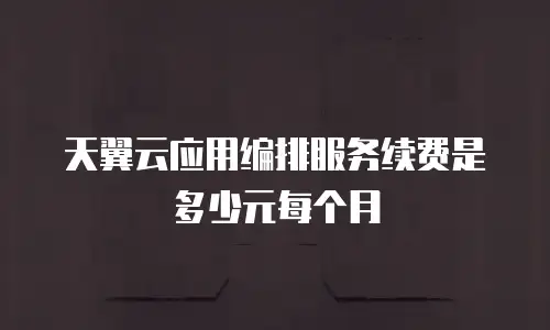 天翼云应用编排服务续费是多少元每个月