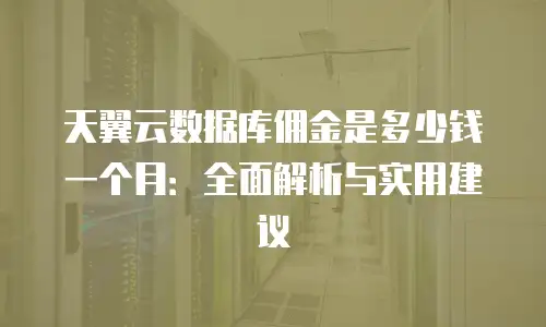 天翼云数据库佣金是多少钱一个月：全面解析与实用建议