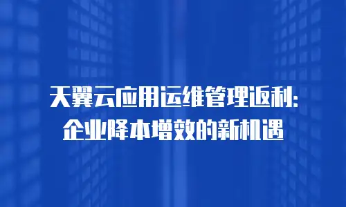 天翼云应用运维管理返利：企业降本增效的新机遇