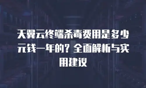 天翼云终端杀毒费用是多少元钱一年的？全面解析与实用建议