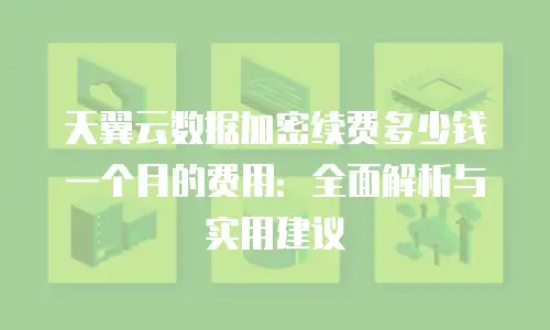 天翼云数据加密续费多少钱一个月的费用：全面解析与实用建议